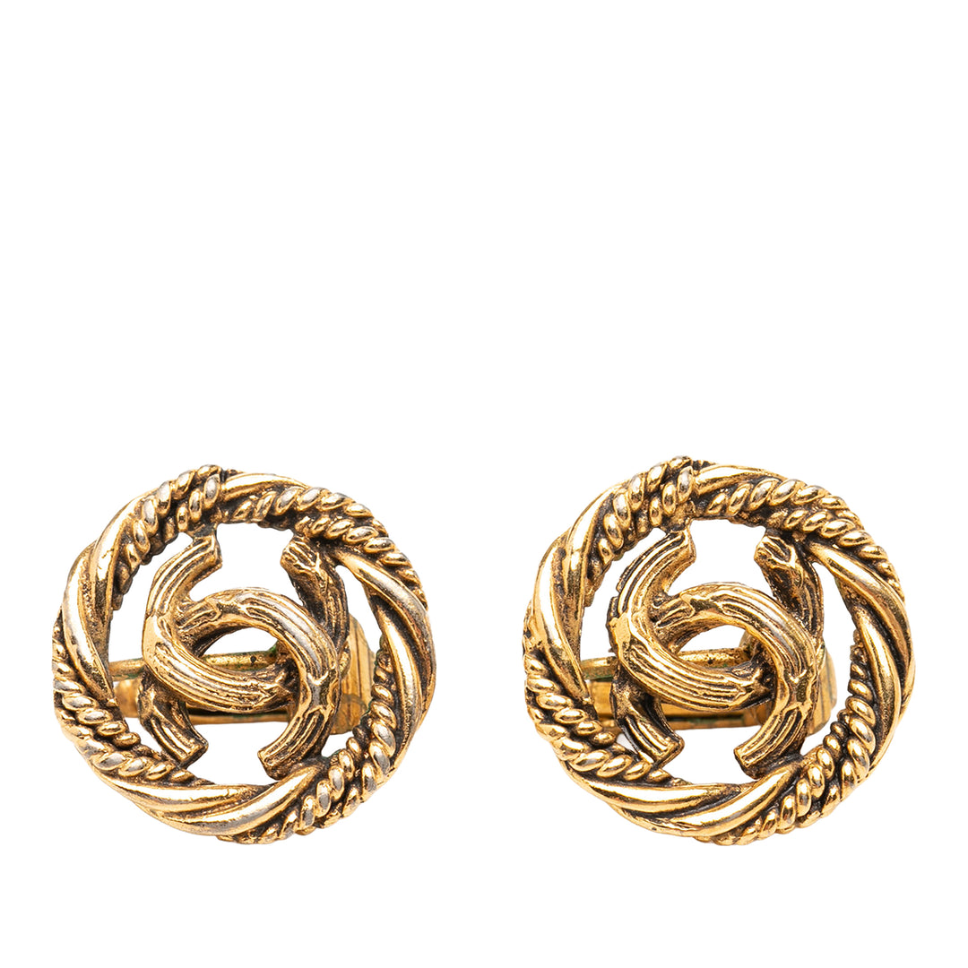 CC plaqué Twisted Rond À clip Boucles d'oreilles Doré