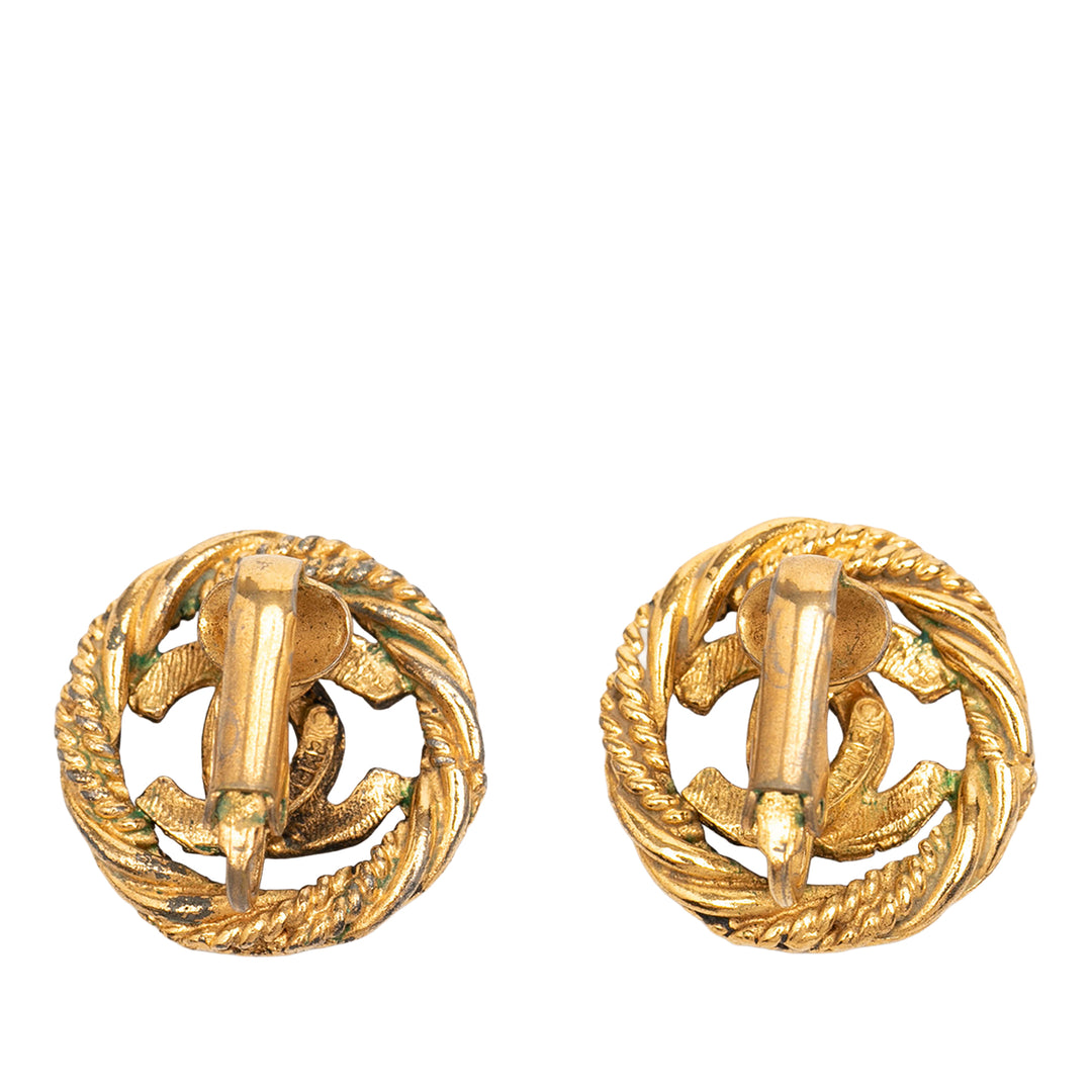 CC plaqué Twisted Rond À clip Boucles d'oreilles Doré