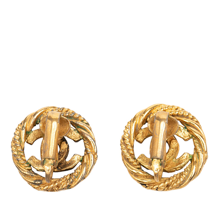 CC plaqué Twisted Rond À clip Boucles d'oreilles Doré