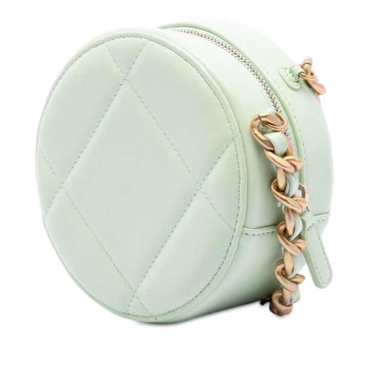 19 Rond Pochette avec chaîne Cuir d'agneau Vert