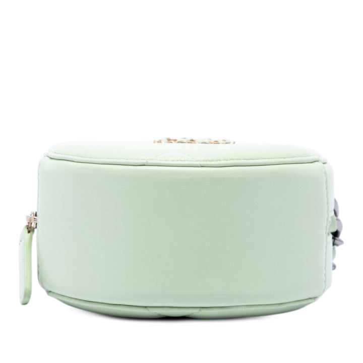 19 Rond Pochette avec chaîne Cuir d'agneau Vert