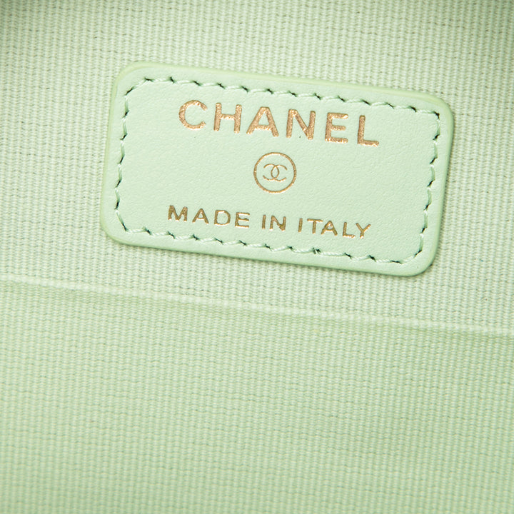19 Rond Pochette avec chaîne Cuir d'agneau Vert