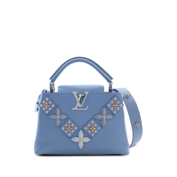 Louis Vuitton Sac à main clouté Capucines taurillon BB Bleu – vue principale – GABY PARIS