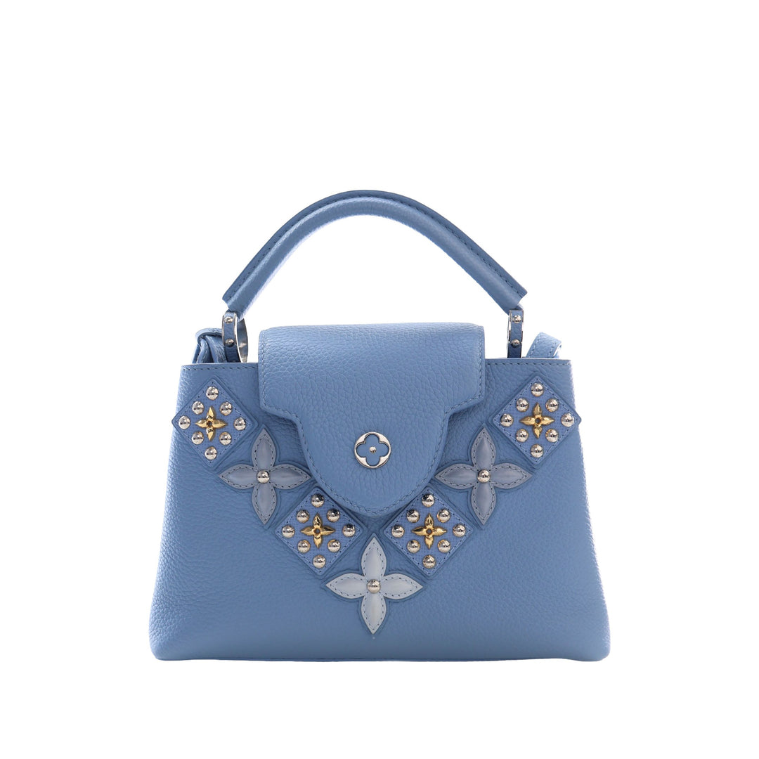 Louis Vuitton Sac à main clouté Capucines taurillon BB Bleu – vue 11 – GABY PARIS