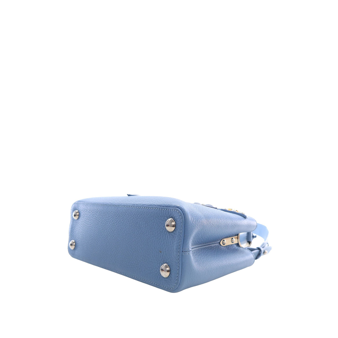 Louis Vuitton Sac à main clouté Capucines taurillon BB Bleu – vue 15 – GABY PARIS