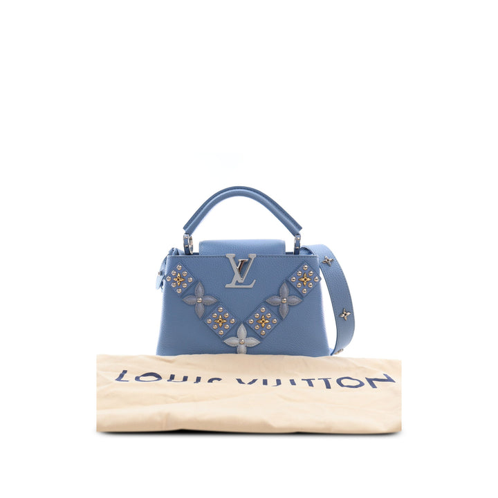 Louis Vuitton Sac à main clouté Capucines taurillon BB Bleu – vue 5 – GABY PARIS