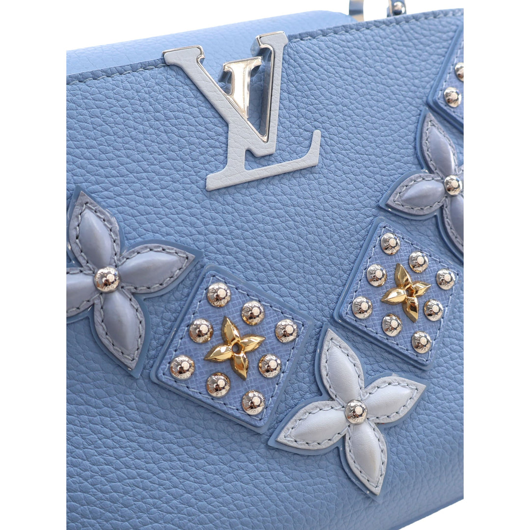 Louis Vuitton Sac à main clouté Capucines taurillon BB Bleu – vue 7 – GABY PARIS