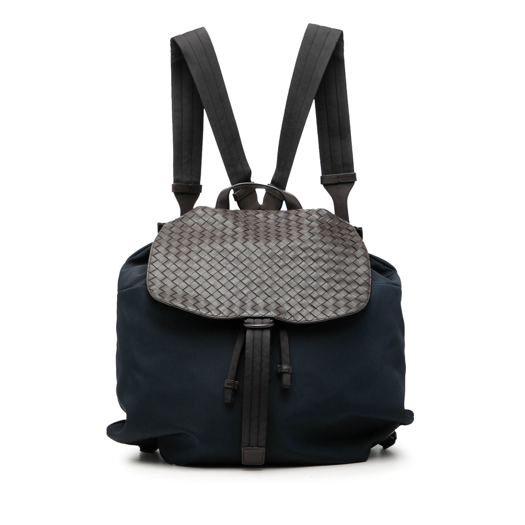 Bottega Veneta Toile et Nappa Intrecciato à rabat Sac à dos