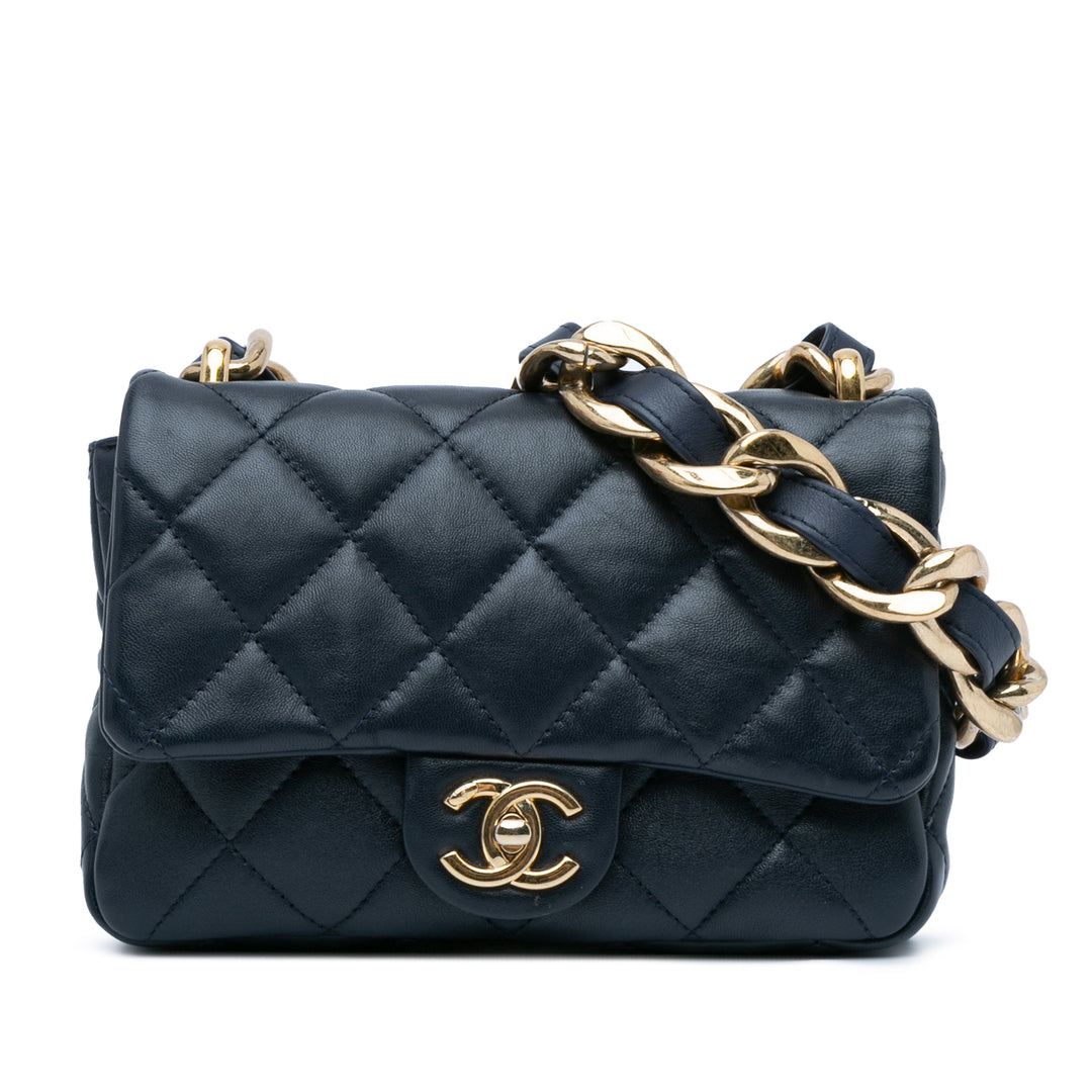 Small Quilted Lambskin Funky Town Flap Blue - Gaby Paris