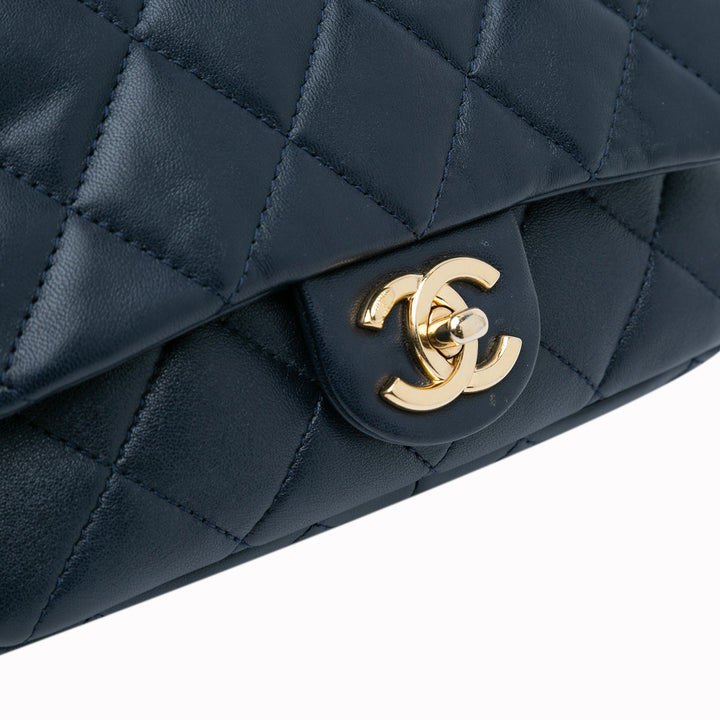 Small Quilted Lambskin Funky Town Flap Blue - Gaby Paris