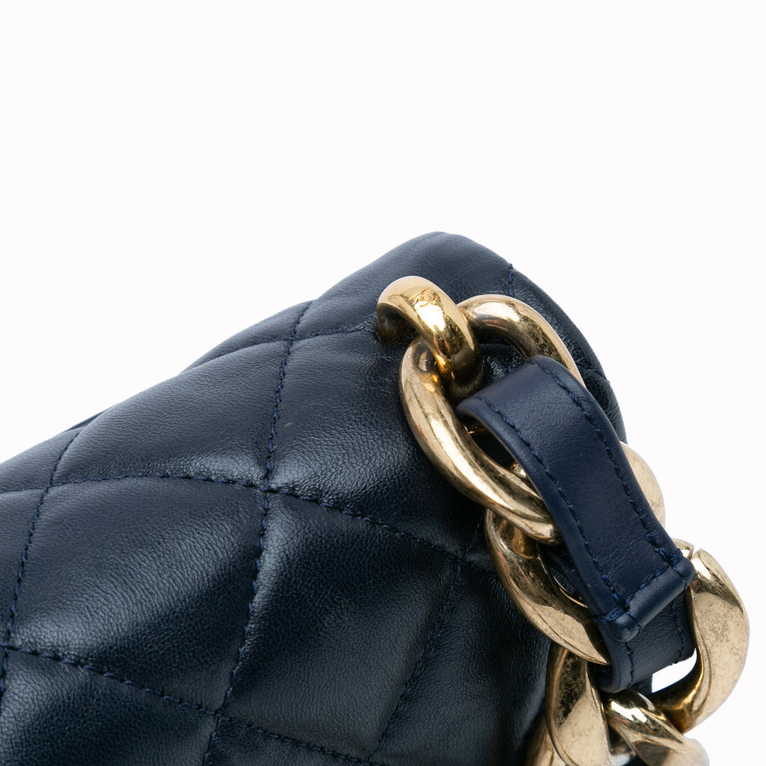 Small Quilted Lambskin Funky Town Flap Blue - Gaby Paris