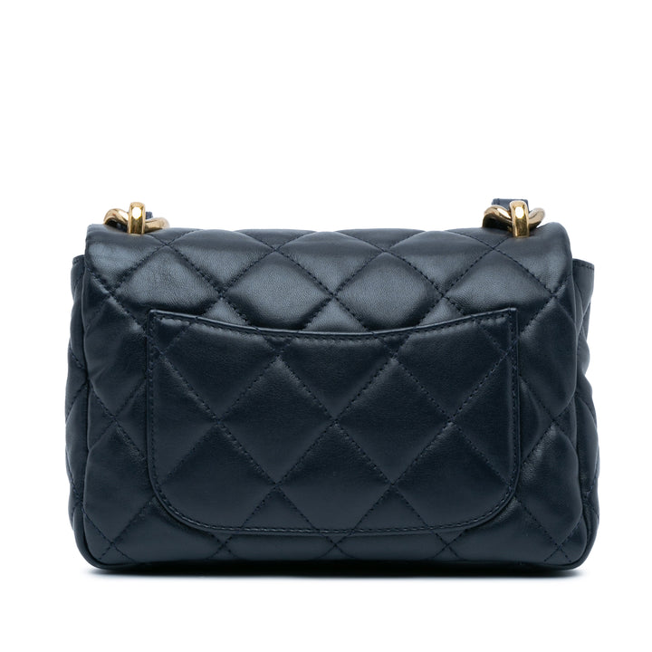 Small Quilted Lambskin Funky Town Flap Blue - Gaby Paris