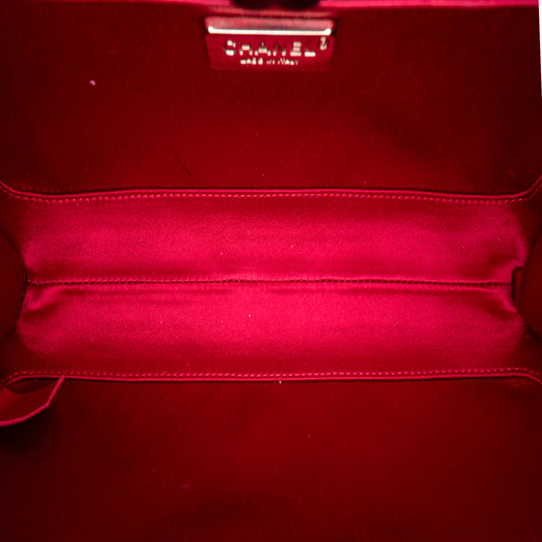 Quilted Satin Chain Around Clutch Red - Gaby Paris