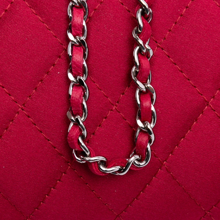 Quilted Satin Chain Around Clutch Red - Gaby Paris
