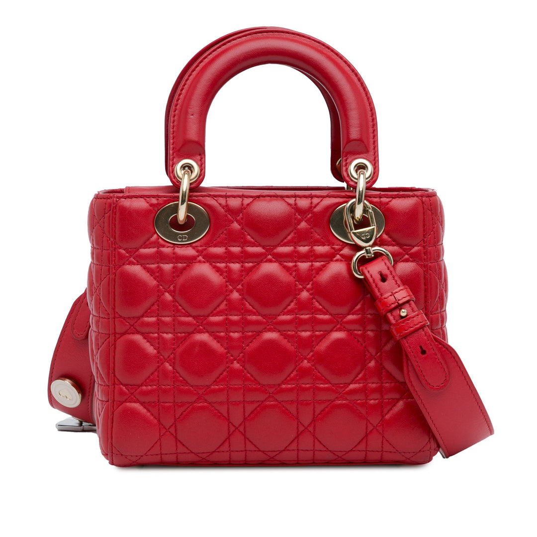 Small Lambskin Cannage Lucky Badges My Lady Dior Red - Gaby Paris