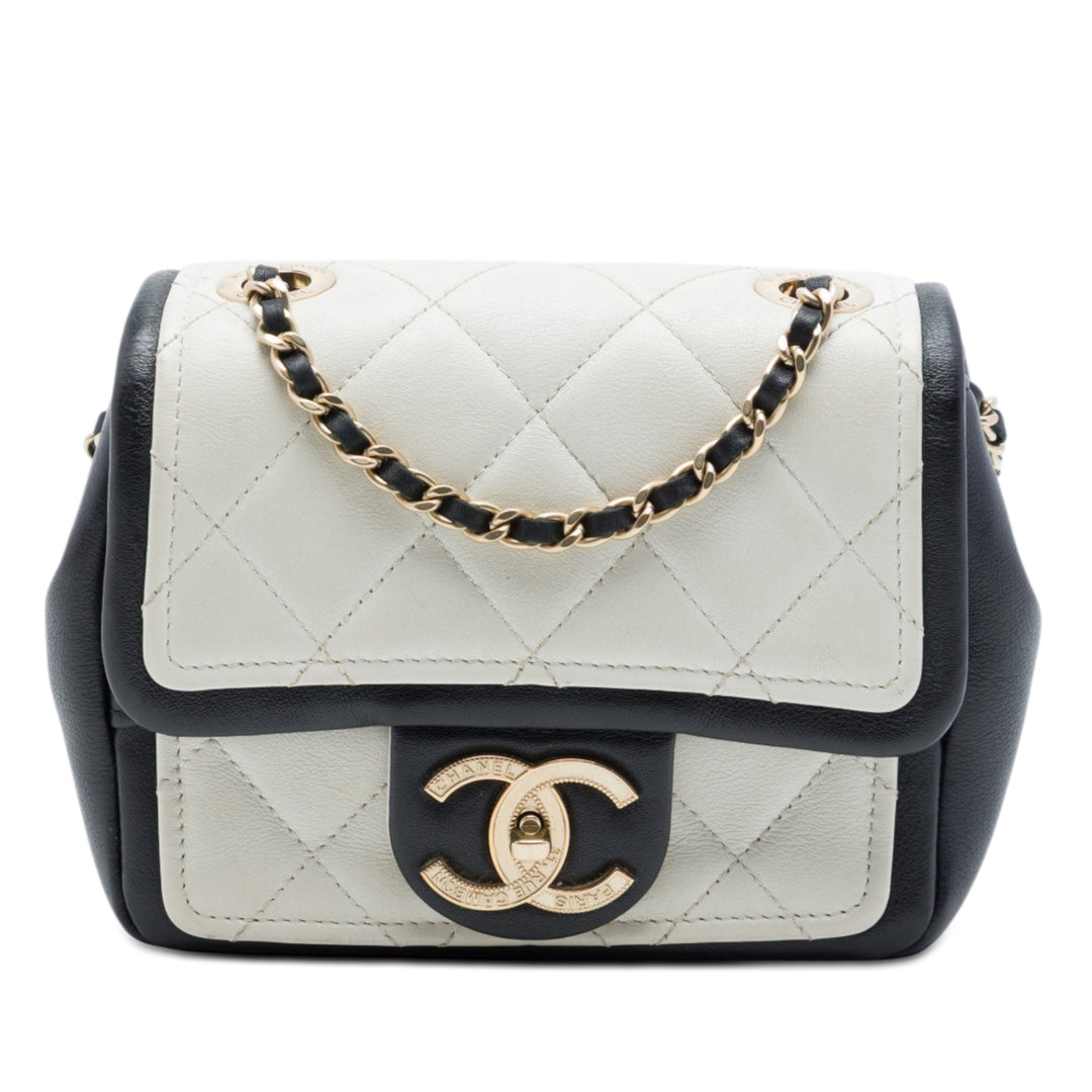 Chanel Carré Graphic à rabat Sac Mini Cuir de veau