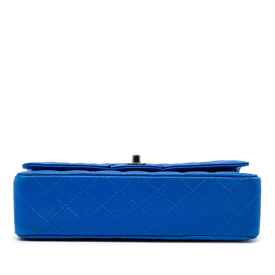 Chanel Classic Double rabat Moyen Cuir caviar Bleu – vue 3 – GABY PARIS