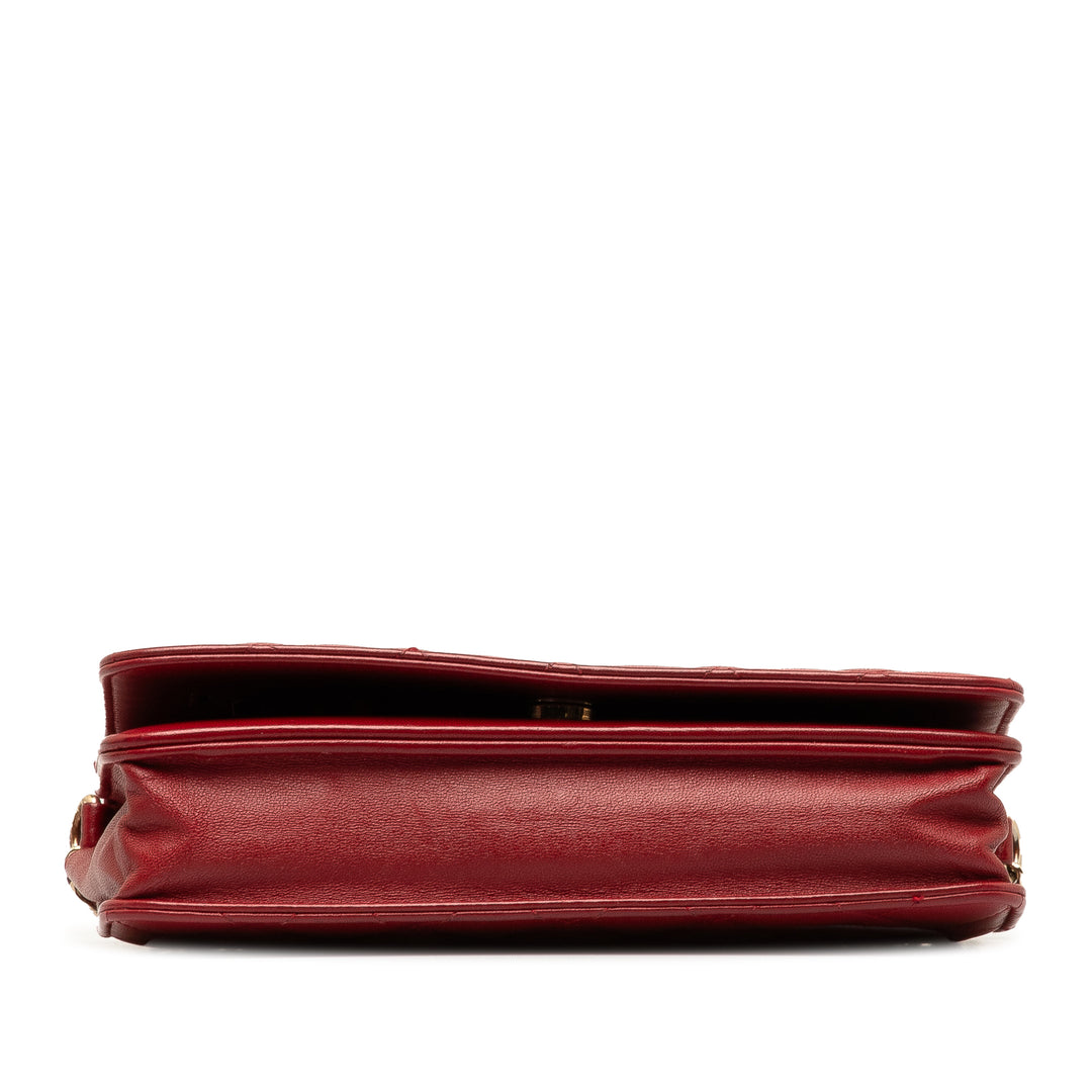 CC Lambskin Pearl Wallet On Chain Red - Gaby Paris