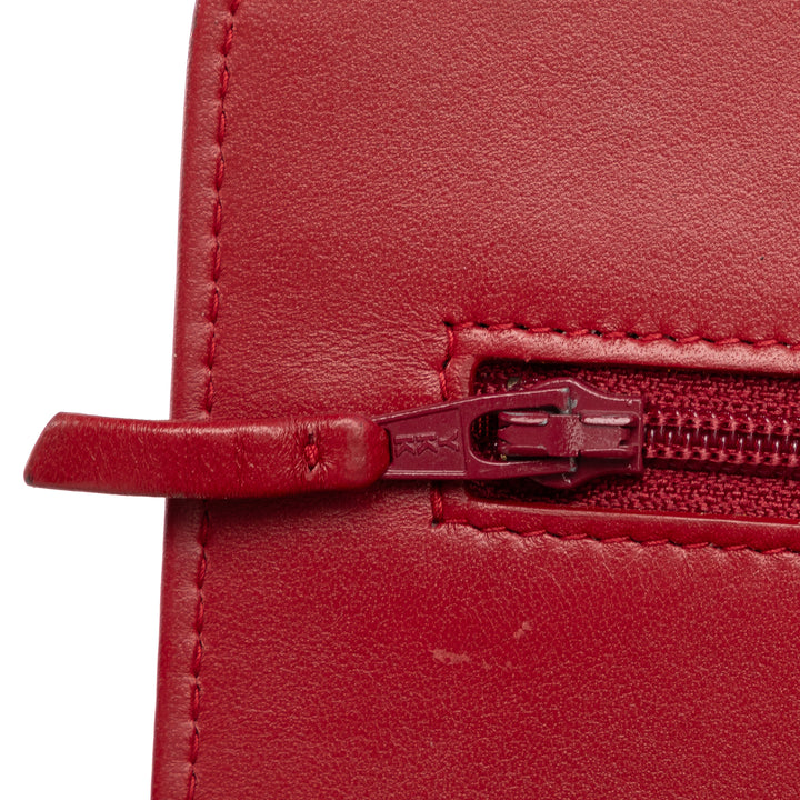 CC Lambskin Pearl Wallet On Chain Red - Gaby Paris