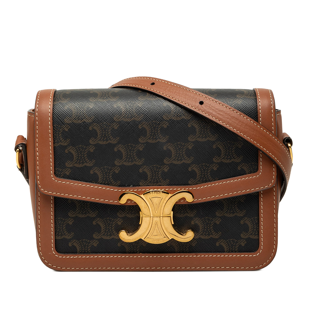 Celine Triomphe et Triomphe Sac Teen Triomphe enduite Marron – vue principale – GABY PARIS