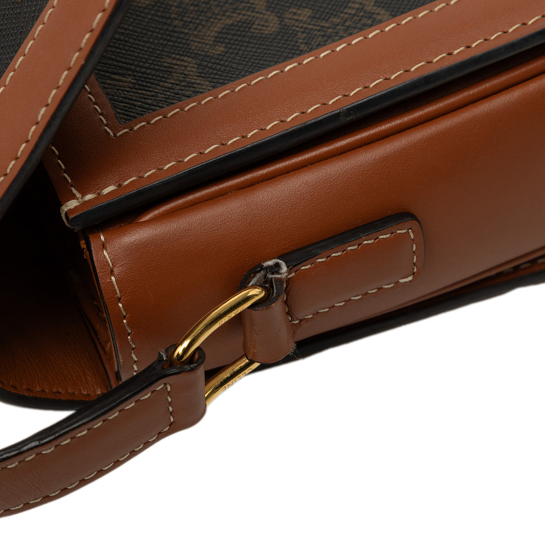 Celine Triomphe et Triomphe Sac Teen Triomphe enduite Marron – vue 6 – GABY PARIS