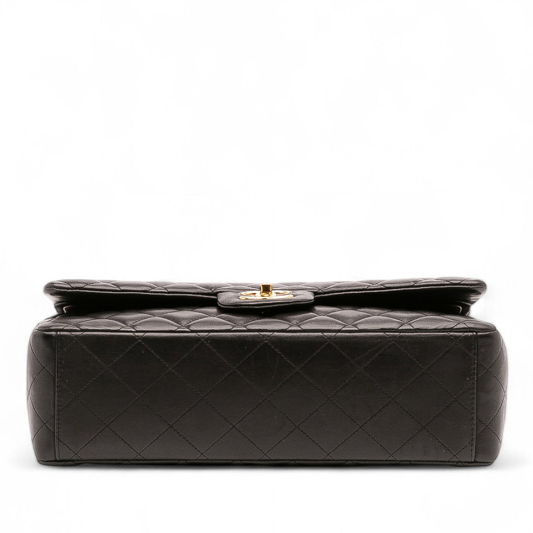 Maxi Classic Lambskin Double Flap Black - Gaby Paris