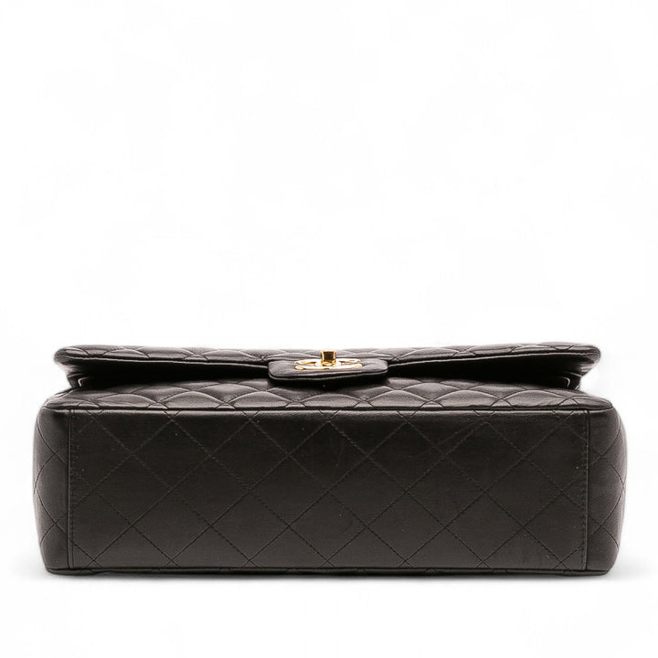 Maxi Classic Lambskin Double Flap Black - Gaby Paris