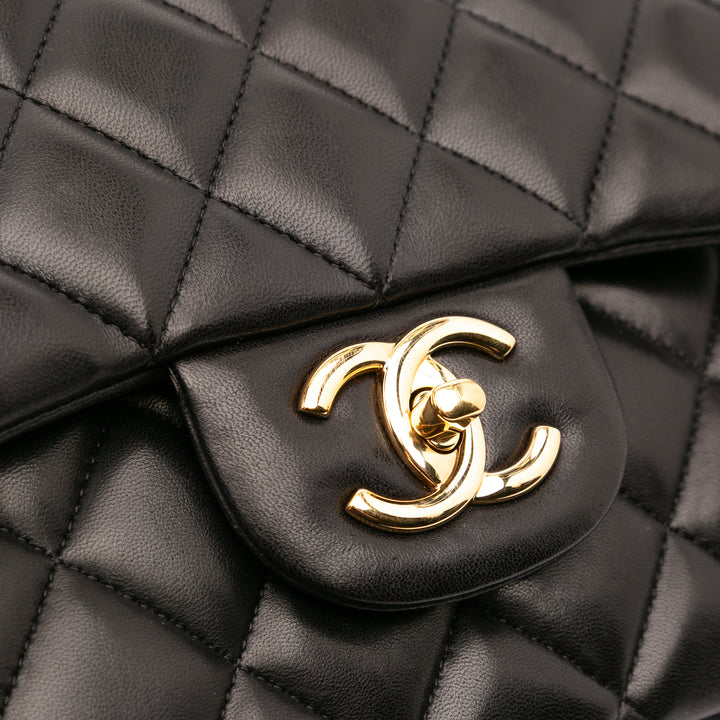 Maxi Classic Lambskin Double Flap Black - Gaby Paris