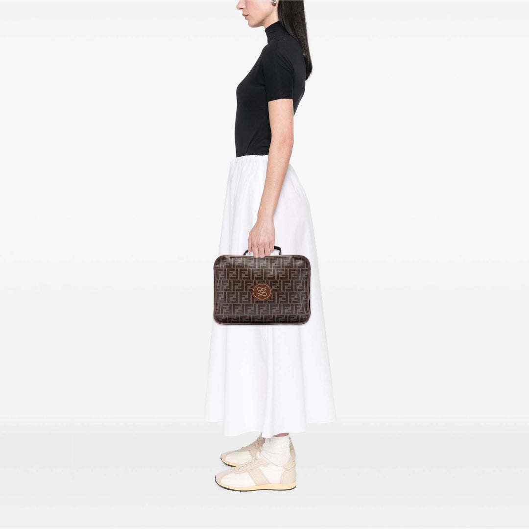 Fendi Zucca Coated Toile Karligraphy Sac de voyage