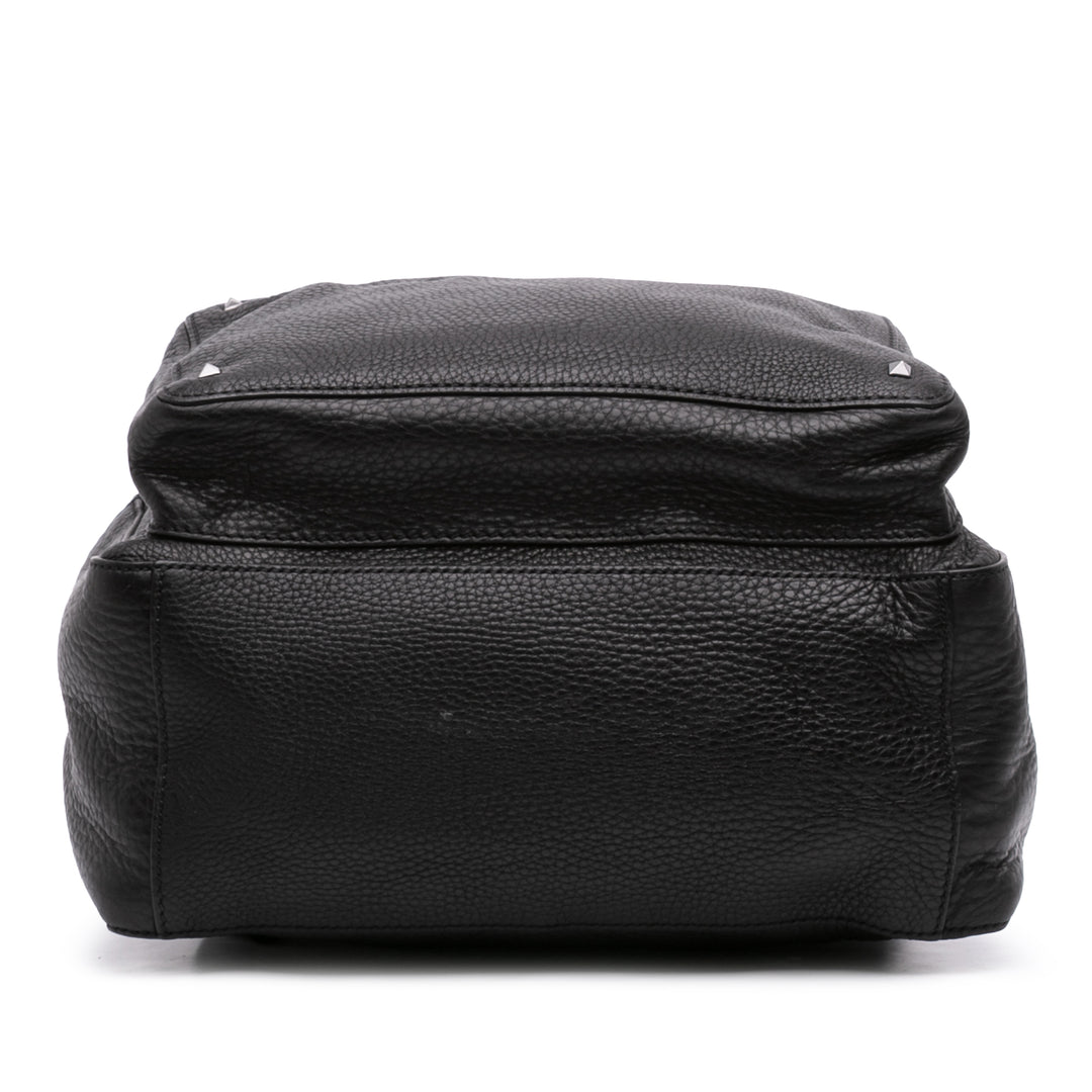 grainé Rockstud Sac à dos Cuir de veau grainé Noir