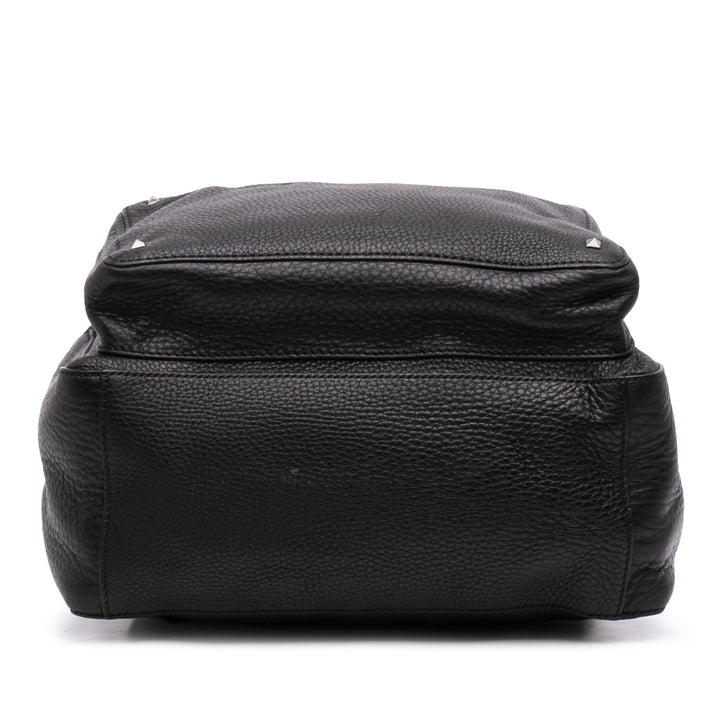 grainé Rockstud Sac à dos Cuir de veau grainé Noir