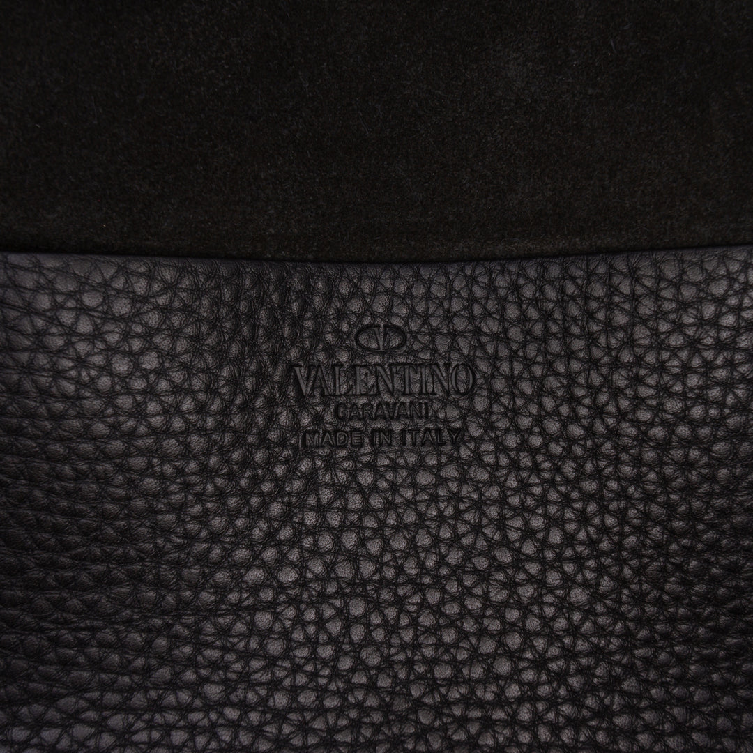 grainé Rockstud Sac à dos Cuir de veau grainé Noir