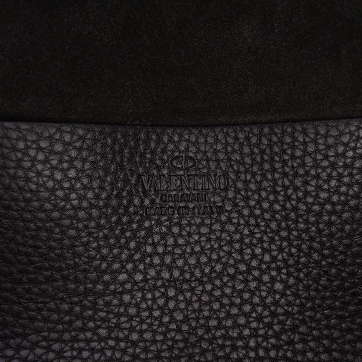 grainé Rockstud Sac à dos Cuir de veau grainé Noir