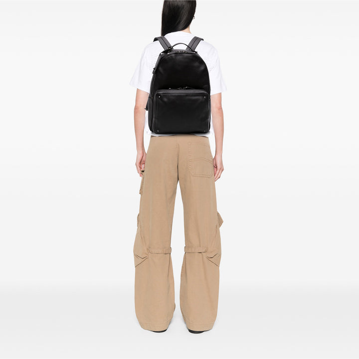 grainé Rockstud Sac à dos Cuir de veau grainé Noir