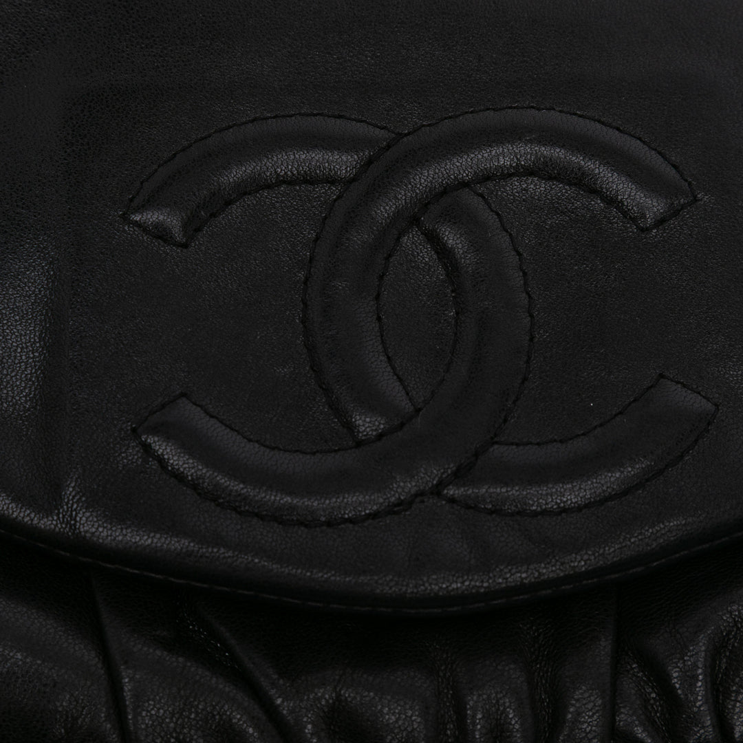CC Lambskin Half Moon Wallet on Chain Black - Gaby Paris