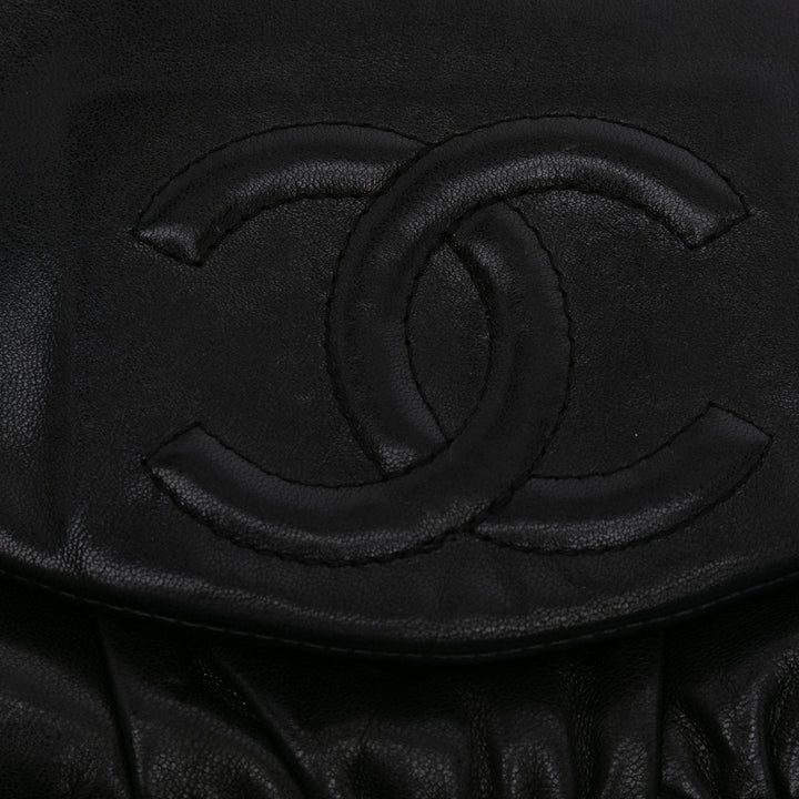 CC Lambskin Half Moon Wallet on Chain Black - Gaby Paris