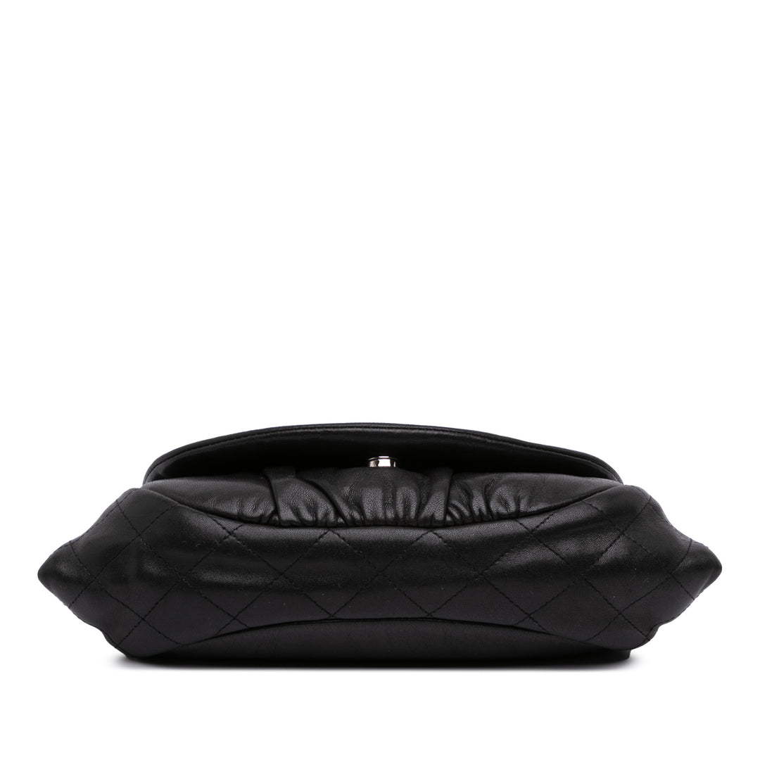 CC Lambskin Half Moon Wallet on Chain Black - Gaby Paris