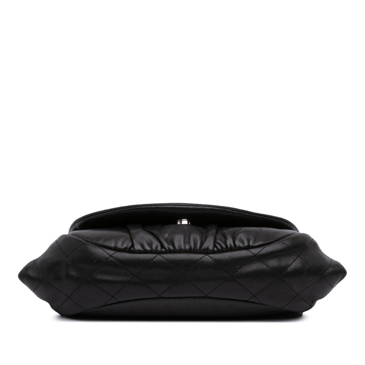 CC Lambskin Half Moon Wallet on Chain Black - Gaby Paris