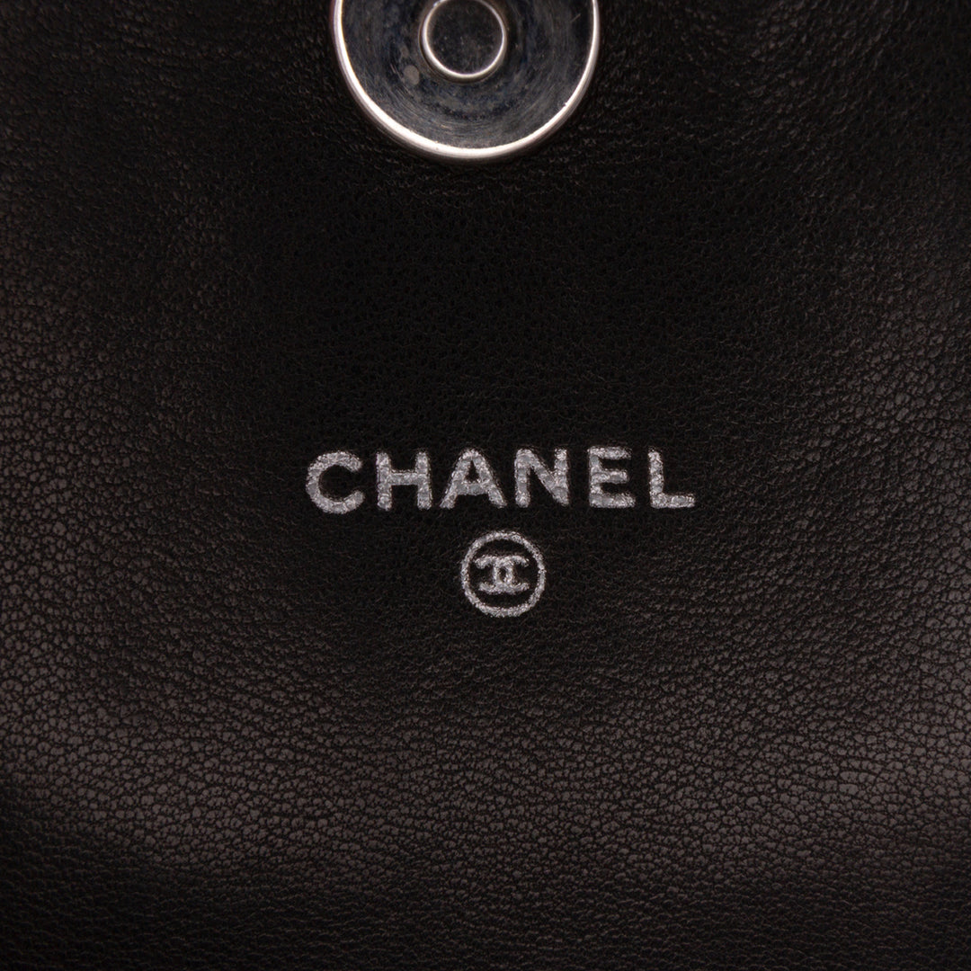 CC Lambskin Half Moon Wallet on Chain Black - Gaby Paris
