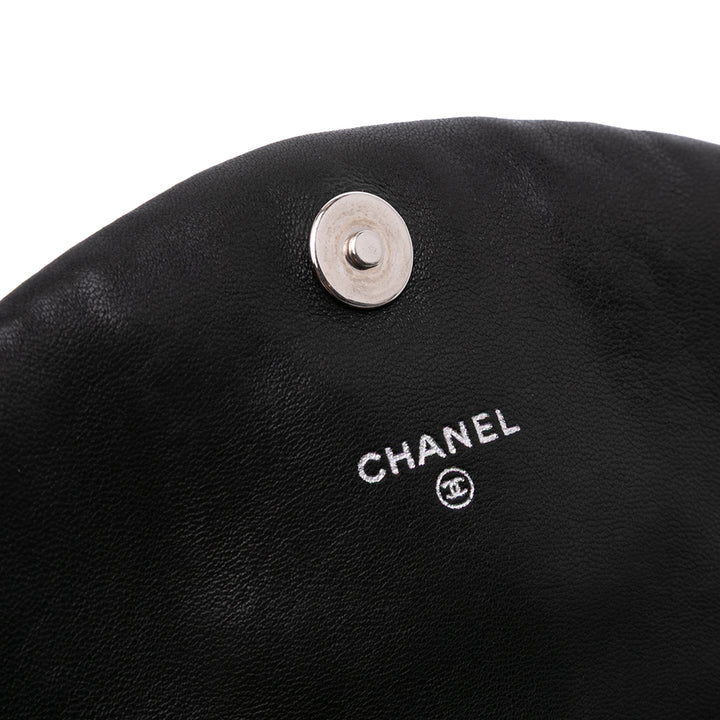 CC Lambskin Half Moon Wallet on Chain Black - Gaby Paris