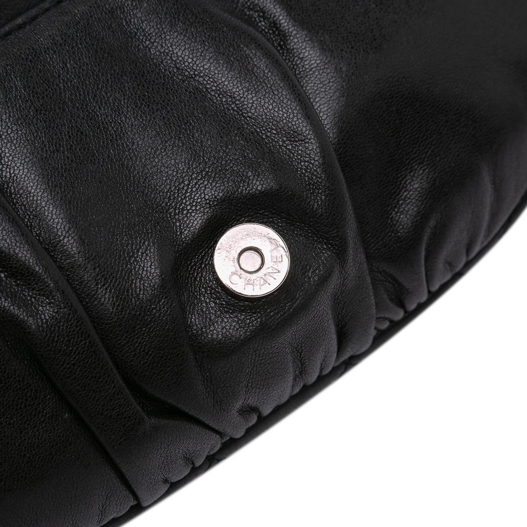 CC Lambskin Half Moon Wallet on Chain Black - Gaby Paris