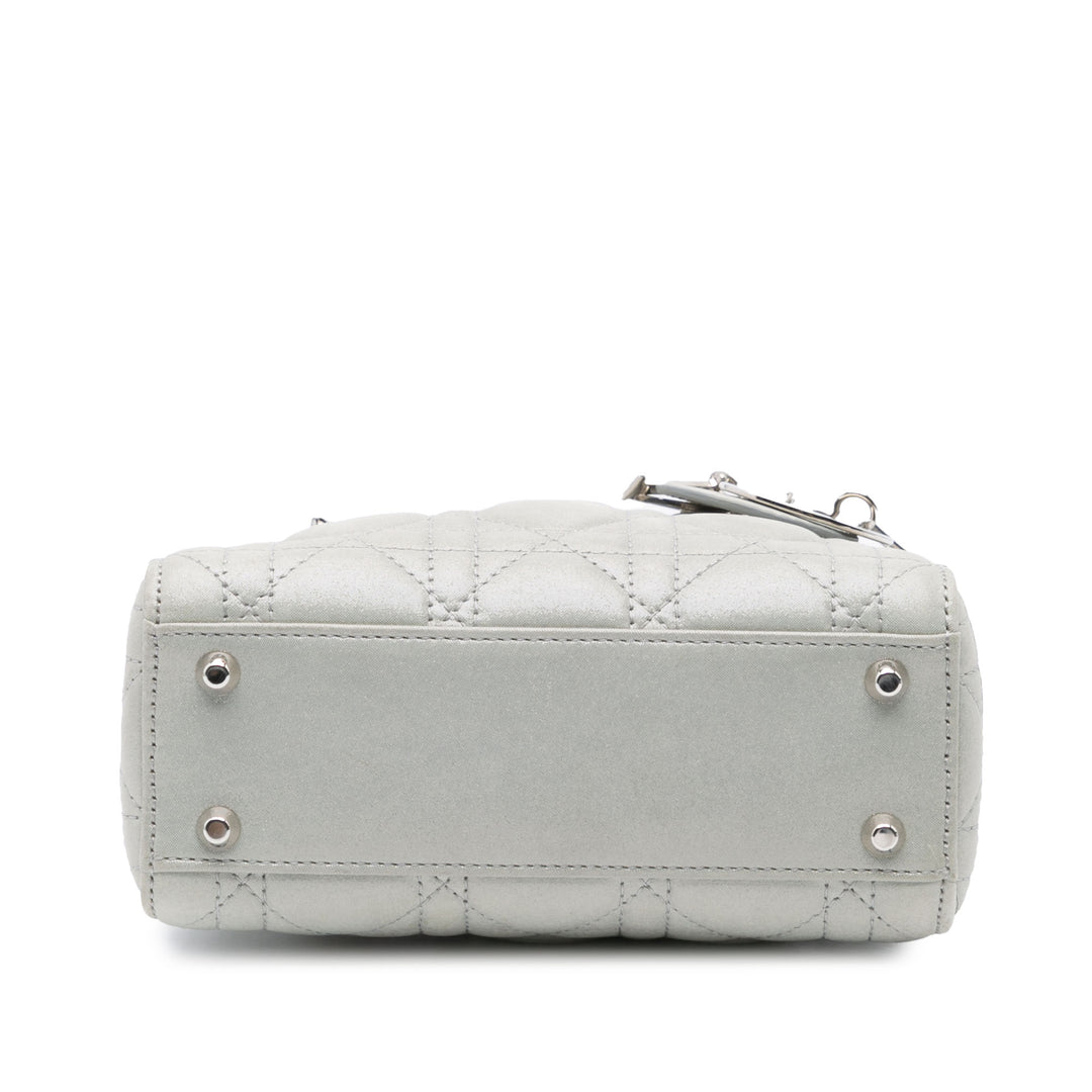 Mini Iridescent Lambskin Cannage Lady Dior Gray - Gaby Paris