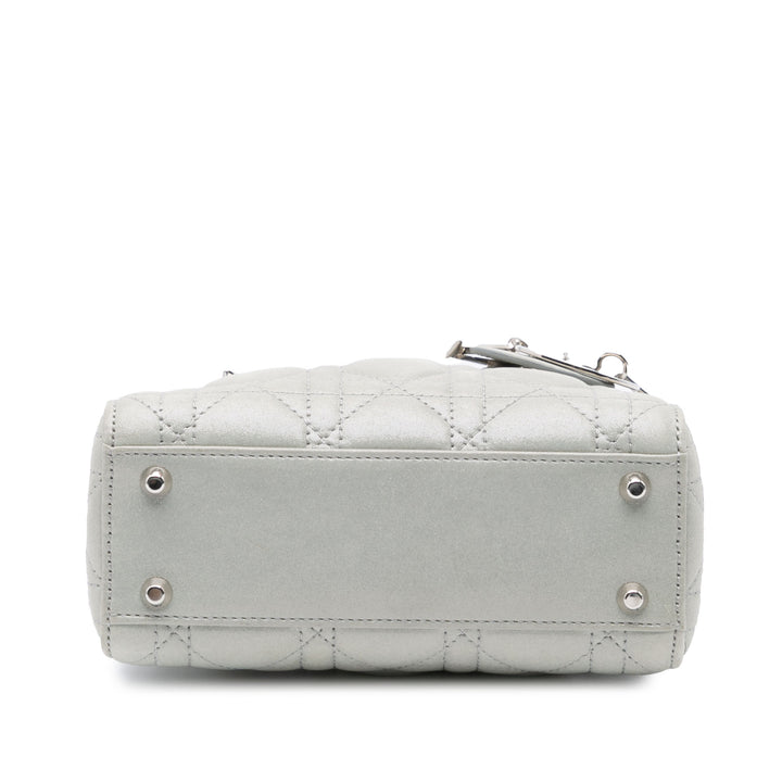 Mini Iridescent Lambskin Cannage Lady Dior Gray - Gaby Paris