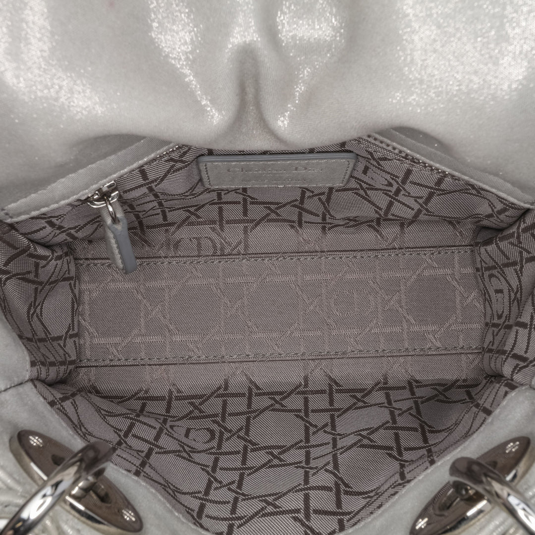 Mini Iridescent Lambskin Cannage Lady Dior Gray - Gaby Paris