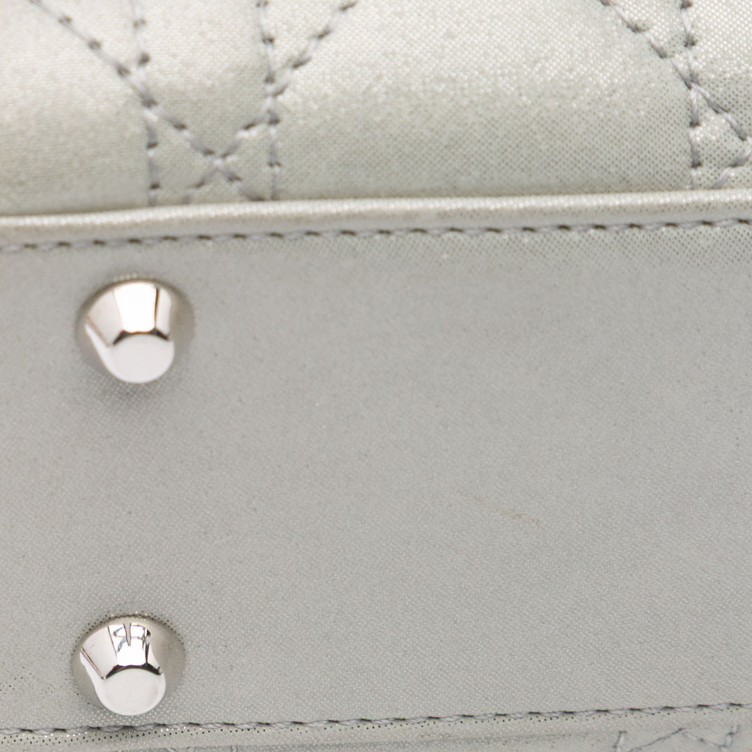 Mini Iridescent Lambskin Cannage Lady Dior Gray - Gaby Paris