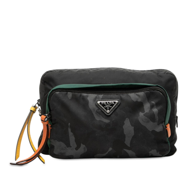 Prada Pochette Camouflage Tessuto Noir – vue principale – GABY PARIS