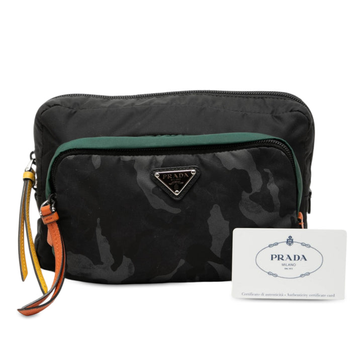 Prada Pochette Camouflage Tessuto Noir – vue 7 – GABY PARIS