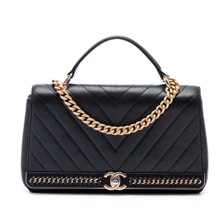 Chanel Chevron Sheepskin Surpiqué Chain anse supérieure à rabat