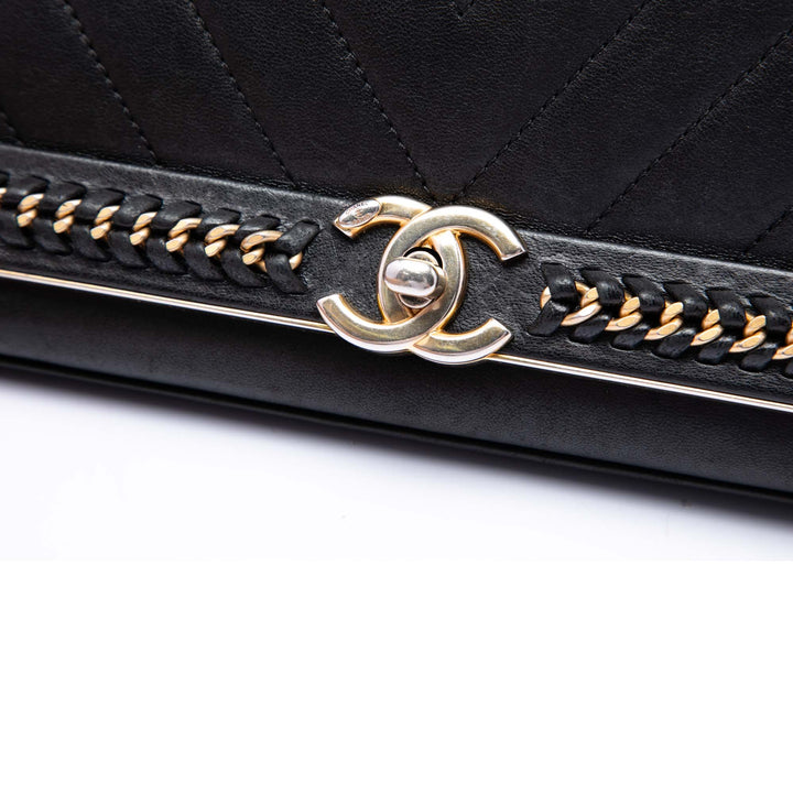 Chanel Chevron Sheepskin Surpiqué Chain anse supérieure à rabat