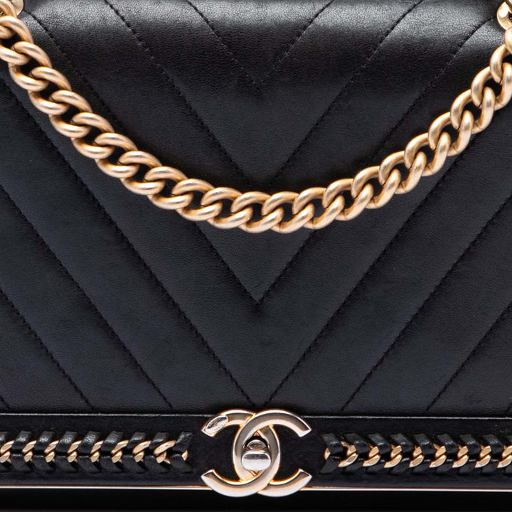 Chanel Chevron Sheepskin Surpiqué Chain anse supérieure à rabat